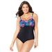 Plus Size Women's Sweetheart One Piece Swimsuit by Swimsuits For All in Multi Stencil Palm (Size 8)