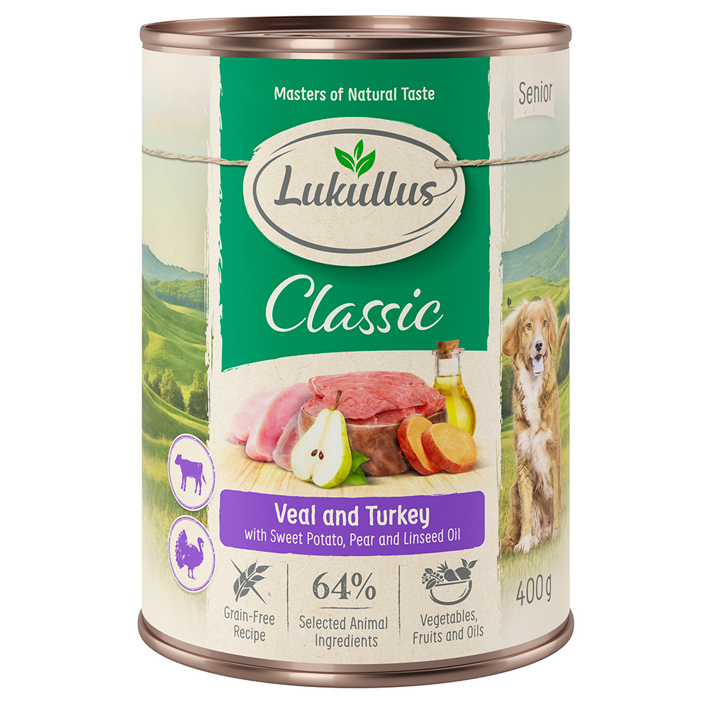 Lukullus 24 x 400 g Alimento umido per cani - Senior Vitello & Tacchino