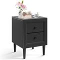 Costway Multipurpose Retro Bedside Nightstand/ End Table with 2 Drawers-Black