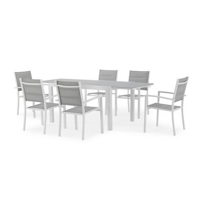 Table de jardin en aluminium blanc 6 personnes