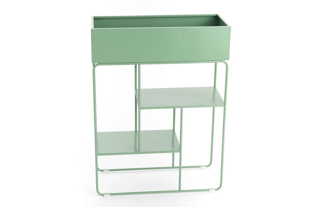 Console jardinière en métal vert