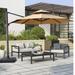 VredHom 11.5 Ft Round Cantilever Patio Umbrella with Cross Base