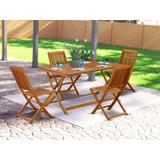 East West Furniture Folding Table Set- Great for The Shore, Picnics - Patio Table with Lawn Chairs-Natural Oil (Pieces Option)