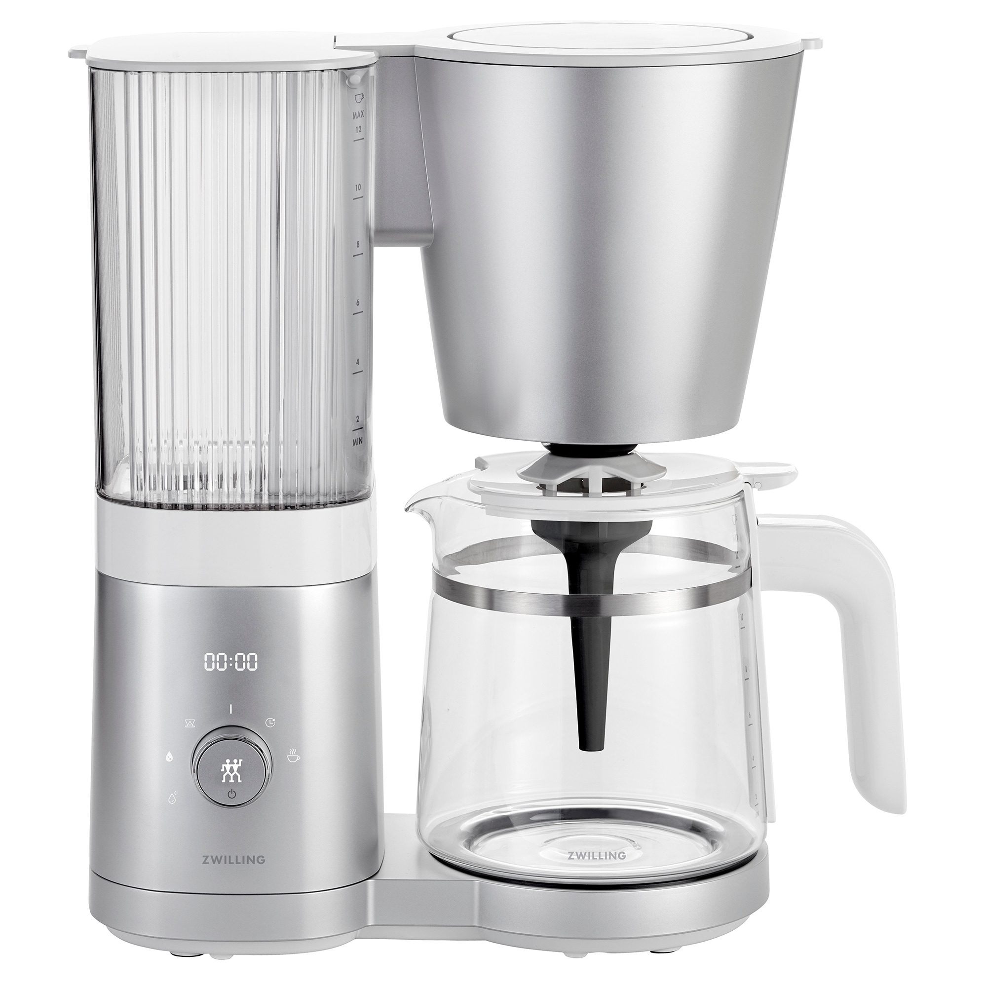 ZWILLING Enfinigy Glass Drip Coffee Maker 12 Cup, Awarded the SCA Golden Cup Standard, Silver - 3-qt
