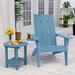WINSOON 2-Piece All Weather HIPS Outdoor Adirondack Cup Holder Chair and Table set