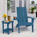 WINSOON 2-Piece All Weather HIPS Outdoor Adirondack Cup Holder Chair and Table set