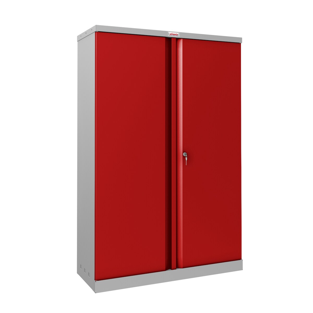 Phoenix Safe Der Phoenix Aktenschrank SCL1491GRK aus Stahl mit 2 Türen und 3 Regalen, grauer Korpus und rote Türen mit Schlüsselschloss Image