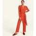 J. Crew Pants & Jumpsuits | 2. J.Crew Drapey Puff-Sleeve Jumpsuit | Color: Orange/Red | Size: Xs