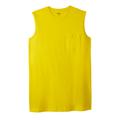 Men's Big & Tall Shrink-Less™ Longer-Length Lightweight Muscle Pocket Tee by KingSize in Cyber Yellow (Size XL) Shirt