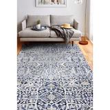 Blue/White 96 x 30 x 0.25 in Area Rug - Canora Grey Eessa Floral Area Rug Polyester/Polypropylene | 96 H x 30 W x 0.25 D in | Wayfair