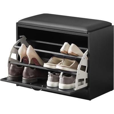 Sobuy - FSR16-SCH Schuhbank mit Sitzkissen Sitzbank Schuhregal Garderobenbank Sitzkommode Image
