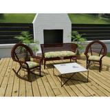 Teal Stripe Tufted Outdoor Wicker Cushion Set for Bench and 2 Seats - 18'' L x 44'' W x 4'' H