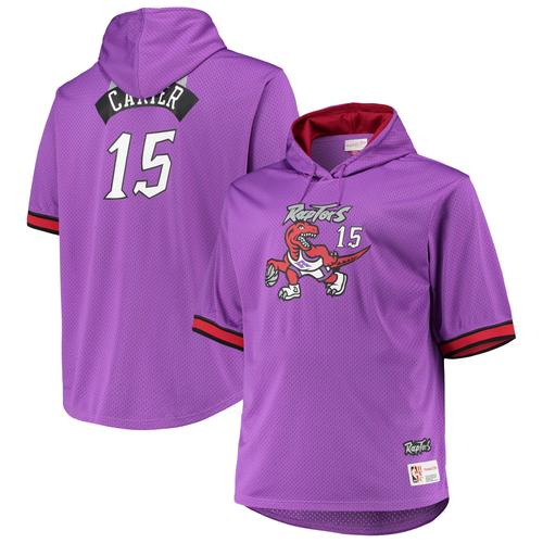 Mitchell & Ness Vince Carter Herren-Kapuzenpullover „Toronto Raptors Big & Tall“ mit Namen und Nummer, Lila/Rot