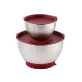 Lexi Home Curtis Stone Stainless Steel Mixing Bowl Set - 2 Piece Suctioning Bowl Set Stainless Steel in Red/Gray | Wayfair 680474BG