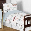 Sweet Jojo Designs Vintage Airplane 5 Piece Toddler Bedding Set Polyester in Blue/Gray | Wayfair Airplane-RD-BU-Tod