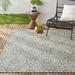 White 122 x 93 x 0.4 in Area Rug - Nicole Miller New York Patio Country Zoe Moroccan Damask Indoor/Outdoor Area Rug, Gray/Ivory | Wayfair