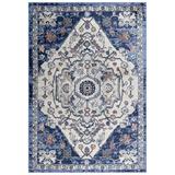 Blue/White 87 x 30 x 0.4 in Area Rug - Rizzy Home Geometric Power Loom Polypropylene Area Rug in Polypropylene | 87 H x 30 W x 0.4 D in | Wayfair