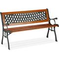 Relaxdays Banc de jardin, 2 sièges, bois, fonte, balcon et terrasse, rustique, HxLxP 73 x 125 x