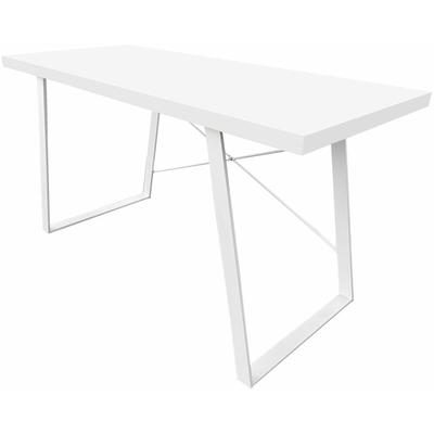 Svita - Industrial Schreibtisch in weiß mit weißen Metall-Beinen