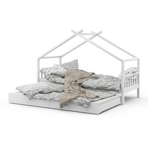 Kinderbett „Design“ 200x90cm Weiß mit Gästebett - Vitalispa