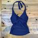 Athleta Swim | Athleta Shirrendipity Halter Tankini Top 32d/Dd Navy Blue Ruched Top | Color: Blue | Size: M