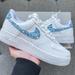 Nike Shoes | Nike Air Force 1 White Blue Unc Bandana Paisley | Color: Blue/White | Size: Various