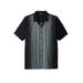 Men's Big & Tall Short-Sleeve Colorblock Rayon Shirt by KingSize in Black Steel Stripe (Size L)