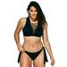 Plus Size Women's Lace-Up Bikini Top by Swimsuits For All in Black (Size 8)