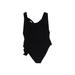 Vestidos Bodysuit: Scoop Neck Over the Shoulder Black Solid Tops - Women's Size Small