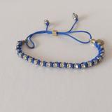 J. Crew Jewelry | J.Crew Blue Corded Adjustable Rhinestone Bracelet | Color: Blue/Gold | Size: Os