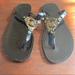 Michael Kors Shoes | Michael Kors Black Patent Logo Sandals Size 7 | Color: Black/Gold | Size: 7