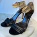 Coach Shoes | Coach Braided Black Leather Open Toe Strappy Pumps Snake Heels Y2k Vintage | Color: Black/Gray | Size: 9