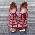 Coach Shoes | Coach Lavania Suede Strap Sandals With Zipper Back | Plum Color | Size 9.5 | Color: Purple | Size: 9.5