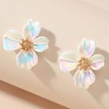 Anthropologie Jewelry | Last Pair! Acrylic Floral Dogwood Stud Earrings | Color: Gold/White | Size: Os