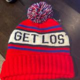 American Eagle Outfitters Accessories | American Eagle Nwt O/S “Get Lost” Winter Puff Cap | Color: Blue/Red | Size: Os