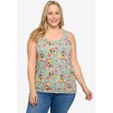 Plus Size Women's Disney Minnie Mouse Tank Top Tropical Hawaiian Aloha All-Over Print T-Shirt by Disney in Grey (Size 3X (22-24))