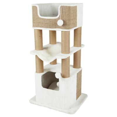 Lucano Cat Tower Scratching Post Cream by TRIXIE in Light Brown
