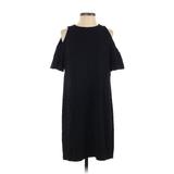 Ann Taylor LOFT Casual Dress - Midi Cold Shoulder Short Sleeve: Black Solid Dresses - Women's Size 4