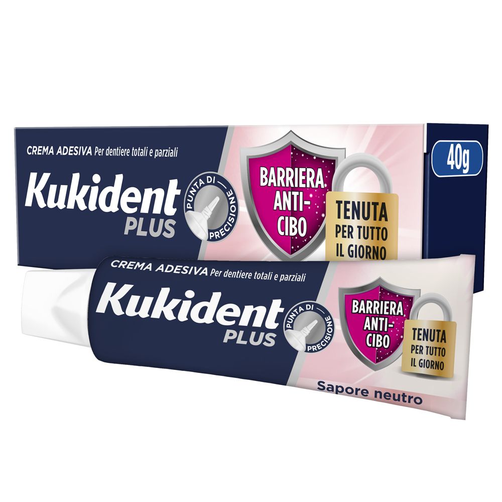 Kukident Plus Barriera Anti-cibo Crema Adesiva Per Dentiere Totali e P