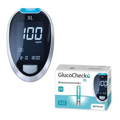 GlucoCheck XL Set [mg/dl] mit 60 Teststreifen zur Kontrolle des Blutzuckers 1 mg