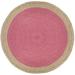 Pink/White 0.5 in Area Rug - Highland Dunes Round Vicksburg Chevron Hand Hooked Pink/Natural Area Rug Jute & Sisal | 0.5 D in | Wayfair