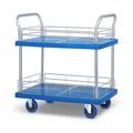MoNiBloom 2 Tier Utility Cart w/ Handle Bar Rolling Platform Trolley, for Home Warehouse School, 661 lbs Capacity Metal in Blue | Wayfair