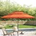 Lark Manor™ Alyah Square 4 - Person 37" Long Outdoor Dining Set w/ Cushions & Umbrella Metal in Red | 37 W x 37 D in | Wayfair