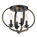 Ophelia & Co. Flori 4 - Light 14.5" Unique/Statement Circle Flush Mount Steel in Black/Brown/Gray | 12.125 H x 14.5 W x 14.5 D in | Wayfair