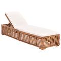 Latitude Run® Patio Lounge Chair Outdoor Chair Sunlounger w/ Cushion Solid Teak Wood/Solid Wood in Brown | 13.8 H x 23.6 W x 78.7 D in | Wayfair