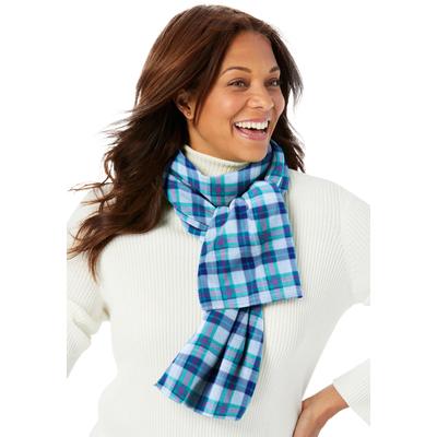 Women's Microfleece Scarf by Accessories For All in Ice Blue Plaid