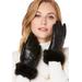 Women's Faux Fur Leather Gloves by Accessories For All in Black (Size 8 1/2)