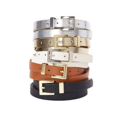 Women's Faux Leather Skinny Belt by Accessories For All in Black (Size 14/16)