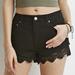 Free People Shorts | Free People Black Denim Shorts With Lace Trim Women's Size 26 | Color: Black | Size: 26