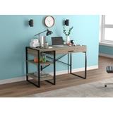 "Computer Desk 47.65""Long/Dark Taupe with 1 Drawer 2 Shelves and Black Metal for Home Office and Small Spaces. Ideal for writing, gaming, study, work from home. - Safdie & Co 81145.Z.05"